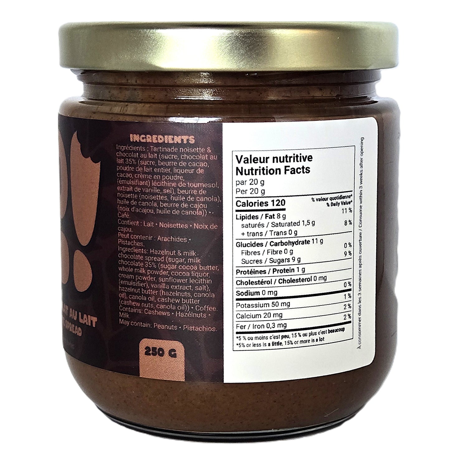 Tartinade Noisette, Chocolat au lait & Café