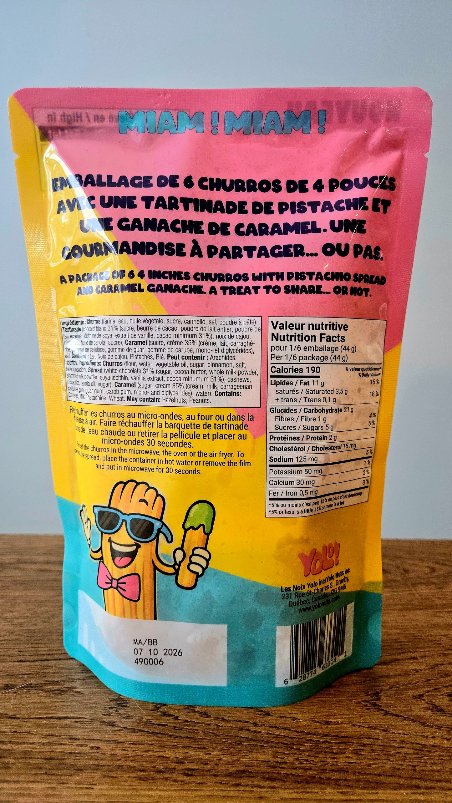 L'envers du Sac de Churros Yolo nuts pistache et chocolat blanc