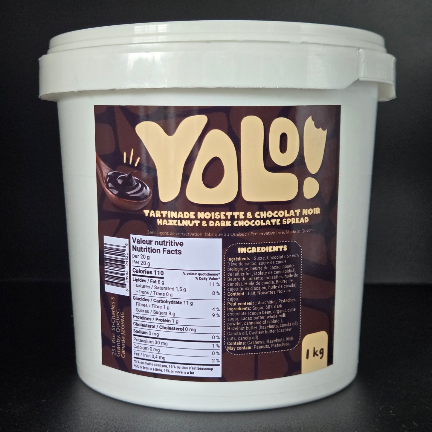 Tartinade de noisette et choco noir 1kg