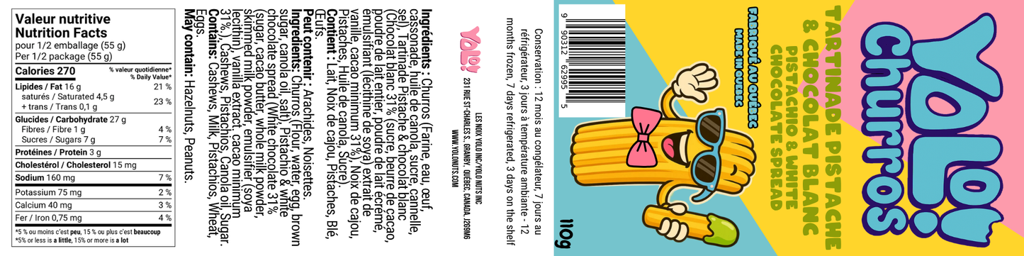 Churros avec tartinade à la pistache & au chocolat blanc