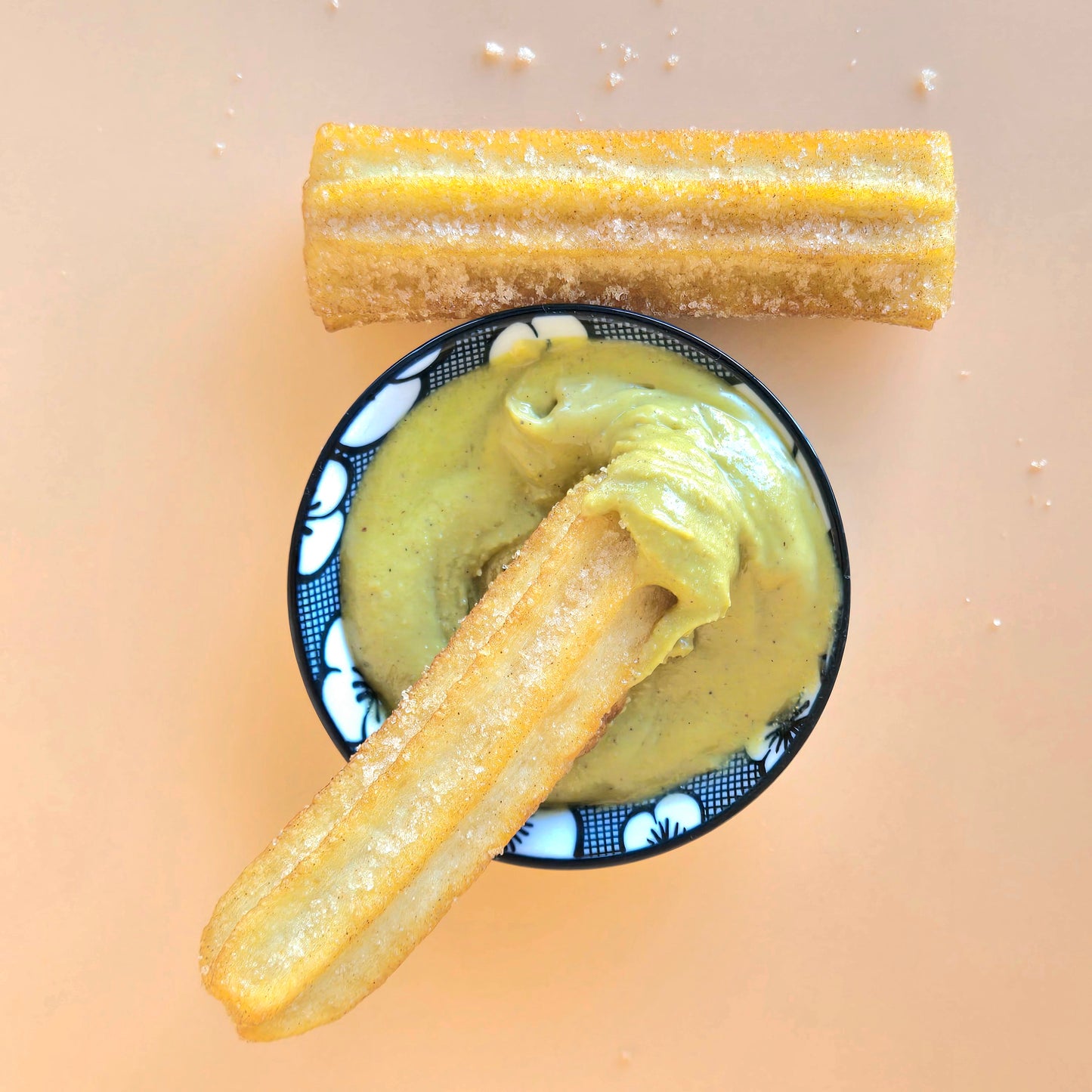 Churros avec tartinade à la pistache & au chocolat blanc