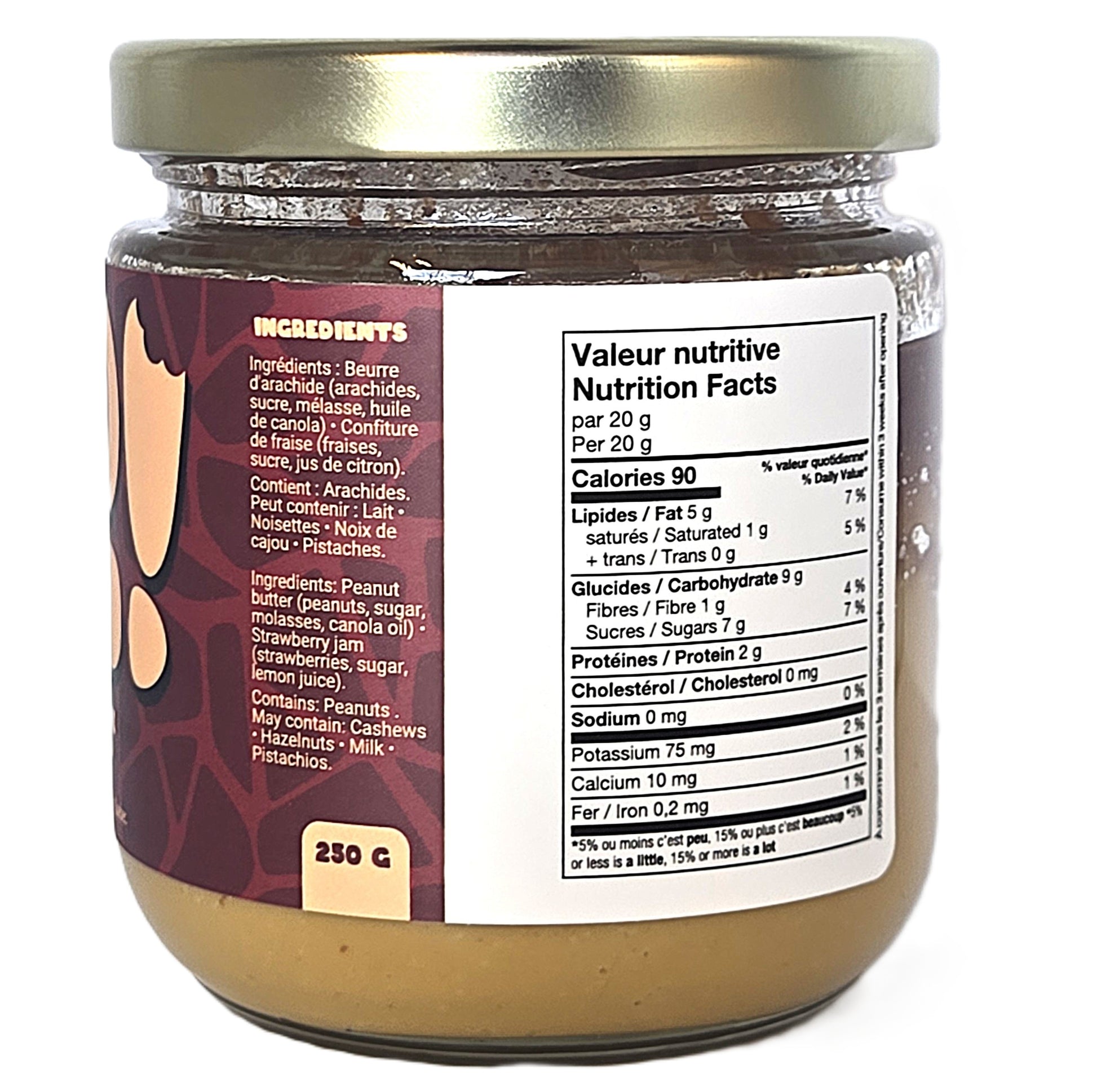 Tartinade d'arachide et fraise