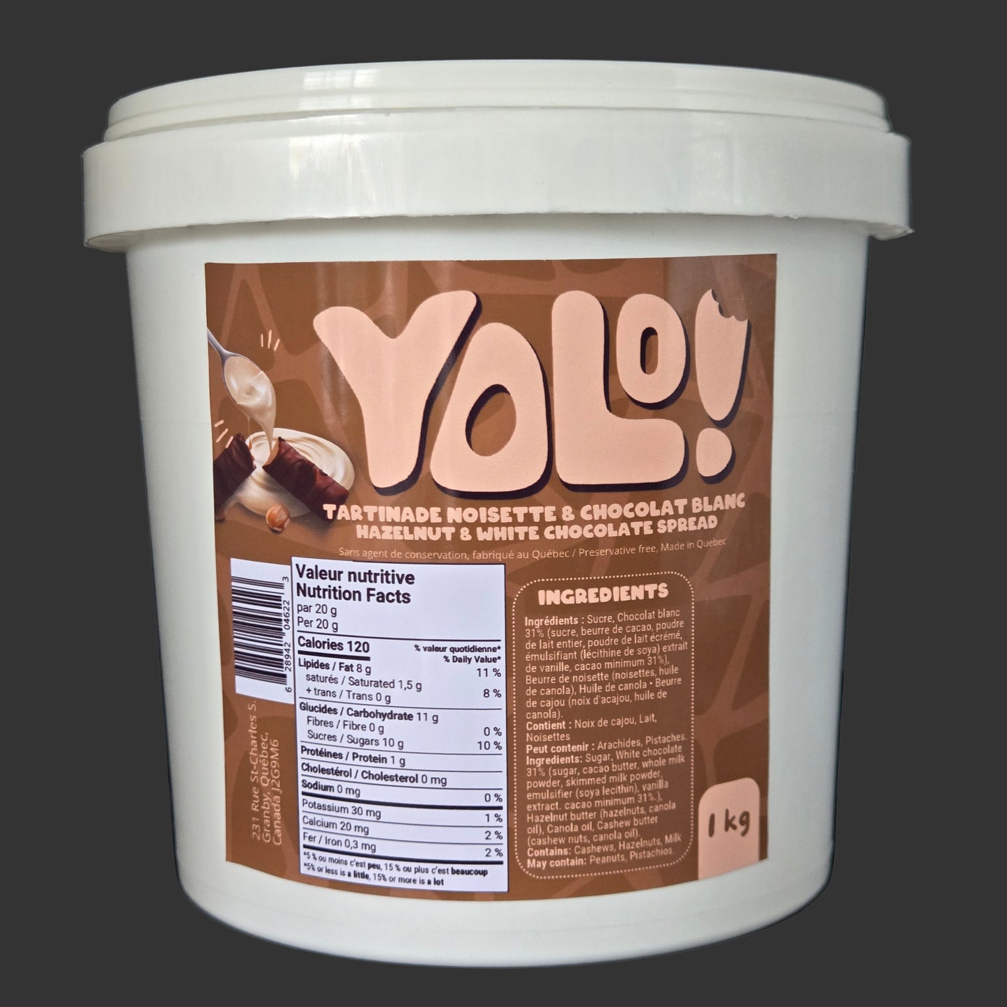 Tartinade de noisette et choco blanc 1kg