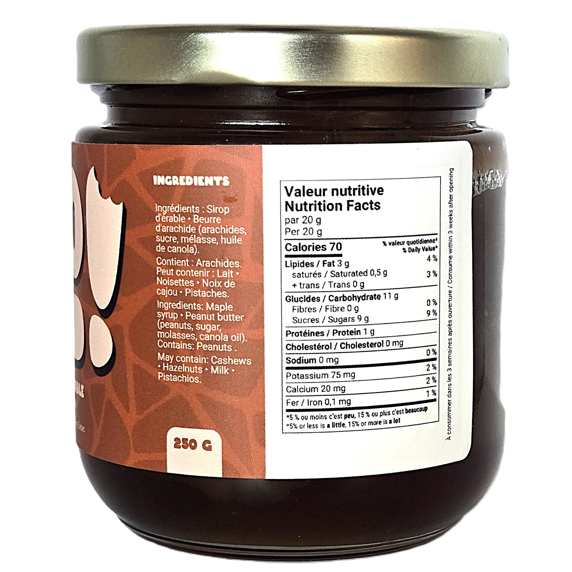 tartinade arachides érable yolonuts