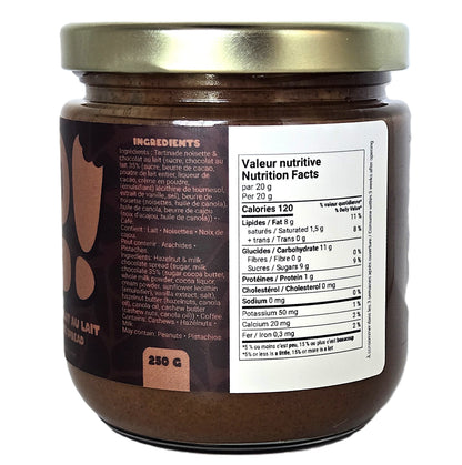 tartinade noisette cafe chocolat lait